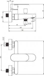 Bateria wannowa Deante Alpinia ścienne czarny (BGA N10M) 2