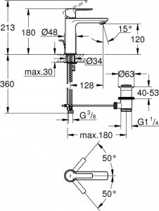 Bateria umywalkowa Grohe stojąca chrom (32114001) 3