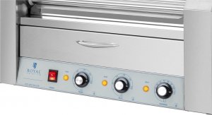 Royal Catering Podgrzewacz grill rolkowy do parówek hot-dogów z szufladą i osłoną - 7 rolek Podgrzewacz grill rolkowy do parówek hot-dogów z szufladą i osłoną - 7 rolek 3