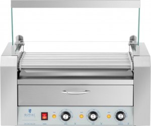 Royal Catering Podgrzewacz grill rolkowy do parówek hot-dogów z szufladą i osłoną - 7 rolek Podgrzewacz grill rolkowy do parówek hot-dogów z szufladą i osłoną - 7 rolek 6