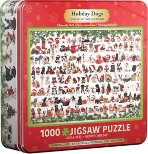 Eurographics Puzzle 1000 Tin Holiday Dogs 8051-0939 1