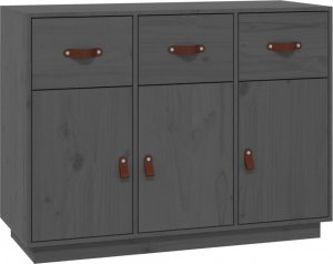 vidaXL Komoda, szara, 100x40x75 cm, lite drewno sosnowe 2