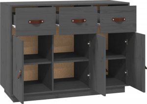 vidaXL Komoda, szara, 100x40x75 cm, lite drewno sosnowe 5