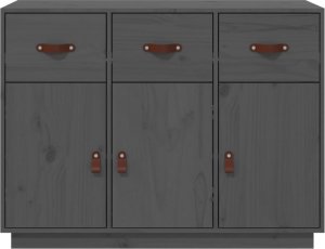 vidaXL Komoda, szara, 100x40x75 cm, lite drewno sosnowe 6