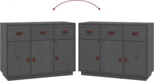 vidaXL Komoda, szara, 100x40x75 cm, lite drewno sosnowe 8