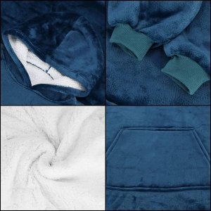 Springos Kocobluza damska oversize koc bluza 2w1 z kapturem ciepła niebieska UNIWERSALNY 16