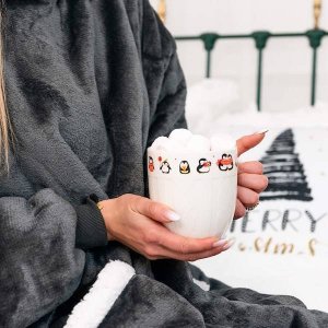 Springos Kocobluza damska oversize koc bluza 2w1 z kapturem ciepła niebieska UNIWERSALNY 17