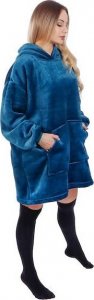 Springos Kocobluza damska oversize koc bluza 2w1 z kapturem ciepła niebieska UNIWERSALNY 19