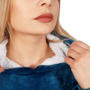 Springos Kocobluza damska oversize koc bluza 2w1 z kapturem ciepła niebieska UNIWERSALNY 2