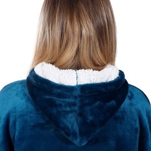 Springos Kocobluza damska oversize koc bluza 2w1 z kapturem ciepła niebieska UNIWERSALNY 10