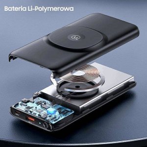 Ładowarka Usams USAMS Powerbank PB62 10000mAh 20W QC3.0+PD Magnetic Wireless Fast Charge czarny/black 10KCD17101 (US-CD171) 9