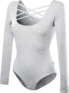 RENNWEAR Body damskie z długim rękawem sznurowane melanż - szary 164-168 cm / S-M 1