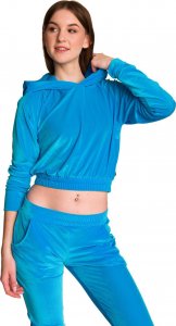 RENNWEAR Dres welurowy damski Komplet Bluza z kapturem + Spodnie z nogawką 3/4 turkusowy 164-168 cm / S-M 1