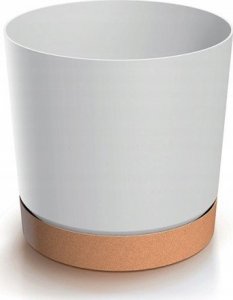 Prosperplast Doniczka z podstawką okrągła biała Tubo 23,9 x 23 cm 1