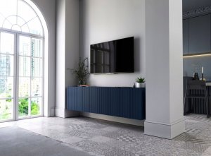 Meble Lindner Wisząca szafka Glamour Komoda RTV Granatowy 150 cm 3