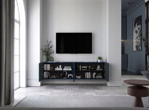 Meble Lindner Wisząca szafka Glamour Komoda RTV Granatowy 150 cm 4