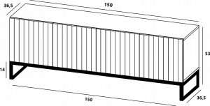 Meble Lindner Szafka RTV Glamour Komoda RTV Granatowa 150 cm 12