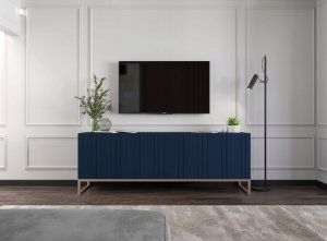 Meble Lindner Szafka RTV Glamour Komoda RTV Granatowa 150 cm 2