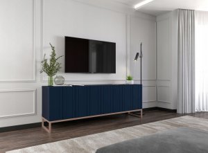 Meble Lindner Szafka RTV Glamour Komoda RTV Granatowa 150 cm 3