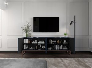 Meble Lindner Szafka RTV Glamour Komoda RTV Granatowa 150 cm 4