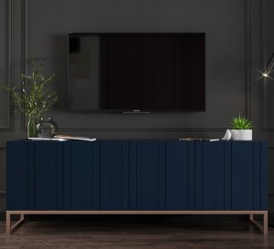 Meble Lindner Szafka RTV Glamour Komoda RTV Granatowa 150 cm 5