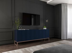 Meble Lindner Szafka RTV Glamour Komoda RTV Granatowa 150 cm 7