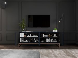 Meble Lindner Szafka RTV Glamour Komoda RTV Granatowa 150 cm 8