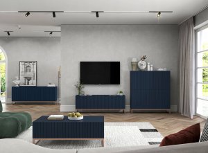 Meble Lindner Szafka RTV Glamour Komoda RTV Granatowa 150 cm 9