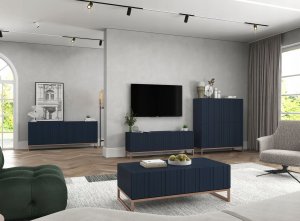Meble Lindner Szafka RTV Glamour Komoda RTV Granatowa 150 cm 10