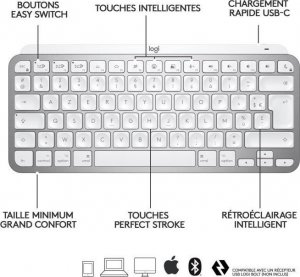 Klawiatura Logitech Bezprzewodowa klawiatura Logitech  MX Keys Mini  MAC  kompaktowa, Bluetooth, podswietlana dla komputerów Mac, iOS, Windows, Linux, Android 6