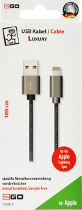 Kabel USB 2GO Lightning - USB-B 1 m Szary (795810) 2