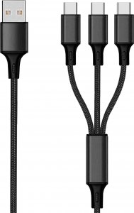 Kabel USB 2GO 2GO 3 in 1 USB Ladekabel - schwarz - 150cm für USB Type-C 1