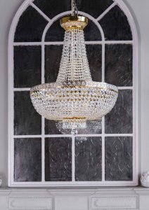 Lampa wisząca Maytoni Pałacowa LAMPA wisząca BELLA DIA750-TT50-WG kryształowa OPRAWA ampla ZWIS kopuła glamour złota 3