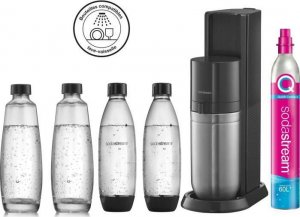 Saturator Sodastream SODASTREAM DUONCB - Zestaw maszyn Black DUO 4 butelki (2 dekantery DUO + 2 bezpieczniki LV) + 1 butla wymienna CQC 1