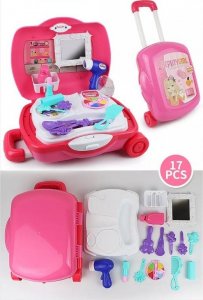 Woopie WOOPIE Przenośna Toaletka dla Dziewczynki 2w1 Salon Urody Walizka 17 el. 2