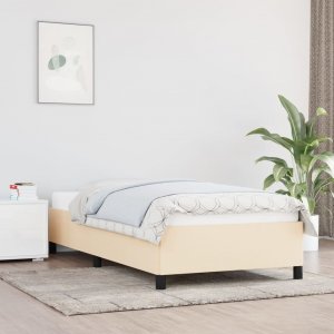 vidaXL Rama łóżka, kremowa, 90 x 200 cm, tapicerowana tkaniną 1