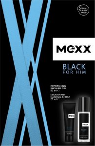Mexx Mexx Zestaw prezentowy Black for Him (dezodorant atomizer 75ml + żel pod prysznic 50ml) 1