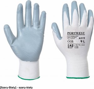 Portwest A319 - Rękawica Flexo Grip powlekana nitrylem w opakowaniu detalicznym - szary-biały 2XL 1