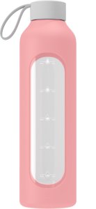 Wessper Butelka szklana na wodę z etui różowa 1L 2