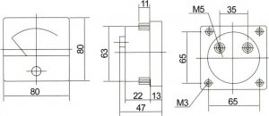 Blow 51-211#              Miernik analog.amper.kw.duży 100a 2