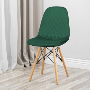 Krzesło welurowe tapicerowane pikowane do salonu jadalni 3