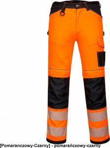 Portwest PW303 - Lekkie i elastyczne spodnie ostrzegawcze PW3 - pomarańczowy-czarny 48 1