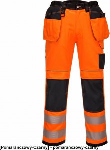 Portwest PW306 - Spodnie ostrzegawcze PW3 stretch z kieszeniami kaburowymi - pomarańczowy-czarny 48 1
