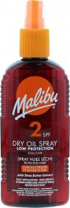 Malibu Malibu Dry Oil Spray SPF2 Olejek Brązujący Do Opalania 200ml 1