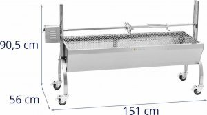 Royal Catering Grill węglowy z rożnem obrotowym elektrycznym do pieczenia prosiaka 13 W 40 kg 137 cm Grill węglowy z rożnem obrotowym elektrycznym do pieczenia prosiaka 13 W 40 kg 137 cm 10