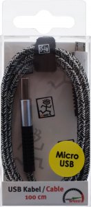 Kabel USB 2GO USB-B - micro-B 1 m Srebrny (795951) 2