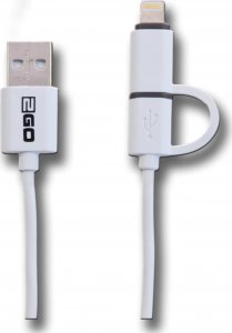 Kabel USB 2GO USB-A - microUSB + Lightning 1 m Biały (795637) 1