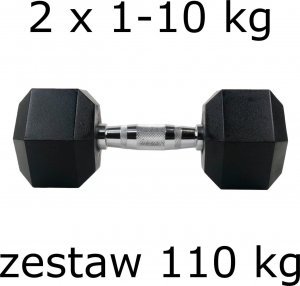 UnderFit Zestaw hantli hex UNDERFIT 2 x 1-10 kg (110kg) 1