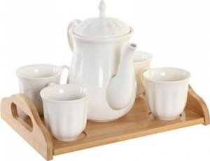 DKD Home Decor Zestaw filiżanek do kawy DKD Home Decor Naturalny Porcelana Biały Bambus 1