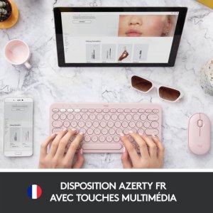 Klawiatura + mysz Logitech Klawiatura - Bezprzewodowa - LOGITECH - K380 multi device - BLUETOOTH - Kompaktowa konstrukcja - Rózowa 2